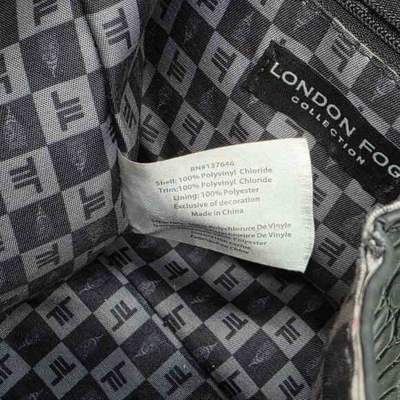 London Fog Crossbody Bag Coco Crocodile Embossed Black Vegan Leather Satchel - Picture 13 of 13